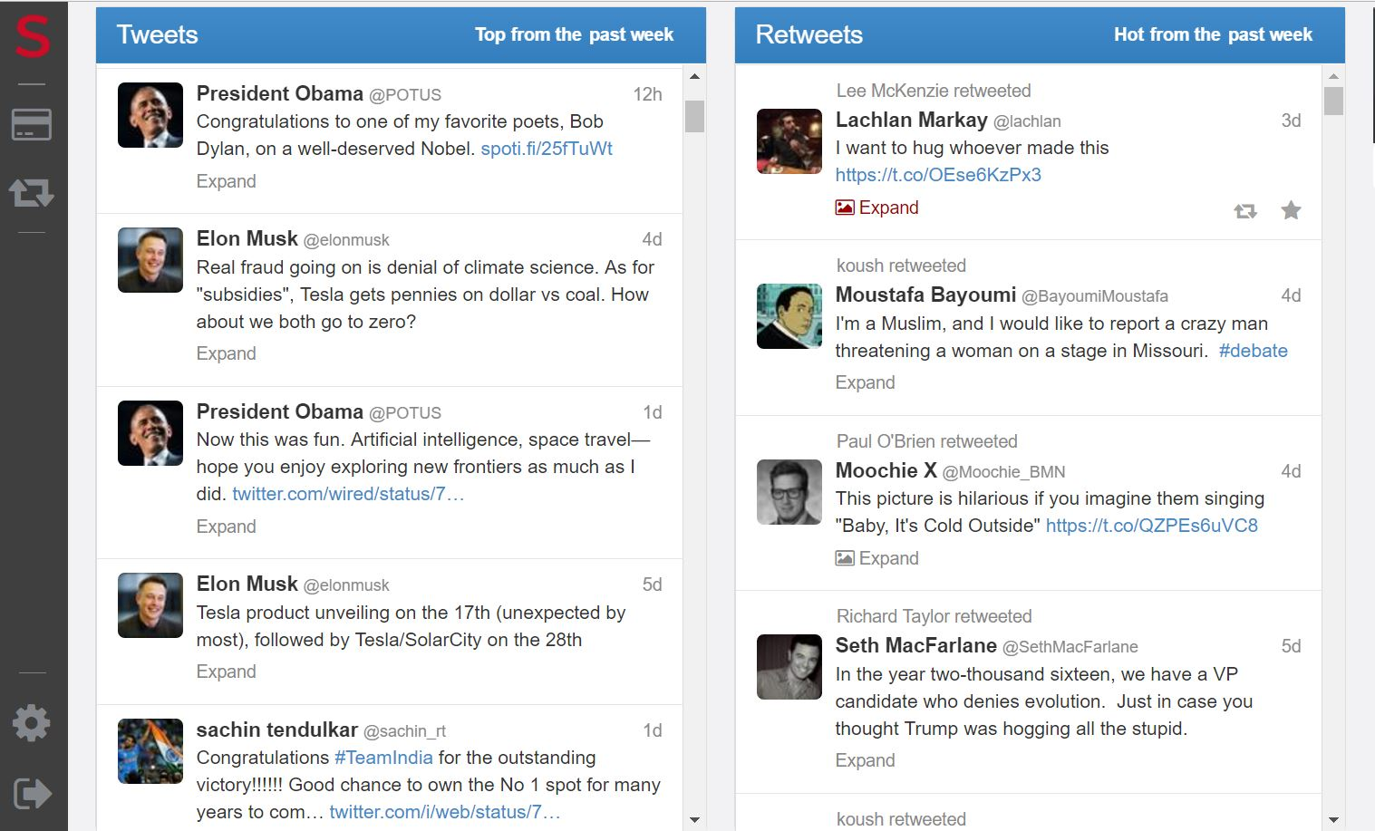 Siftweets web app